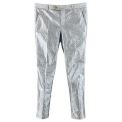 WALTER VAN BEIRENDONCK Size 32 Silver Light Blue Polyamide Blend Dress Pants