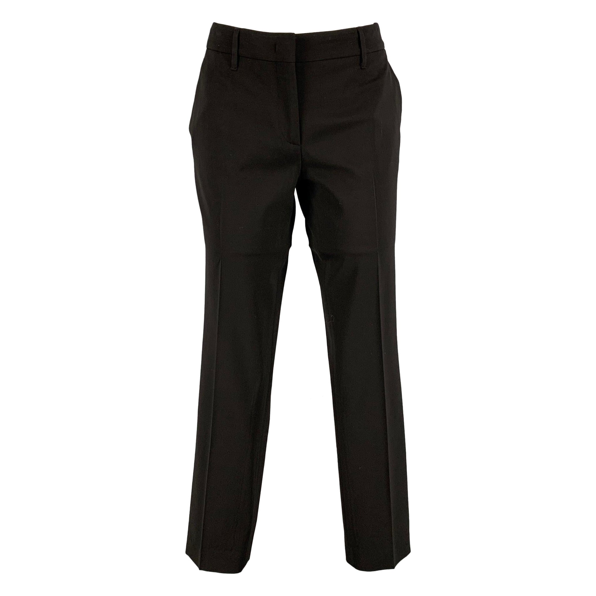 PRADA Size 8 Black Viscose  Polyester Flat Front Dress Pants For Sale