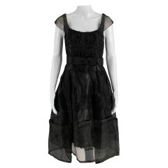 CAROLINA HERRERA Size 4 Black Silk See Through A-Line Dress