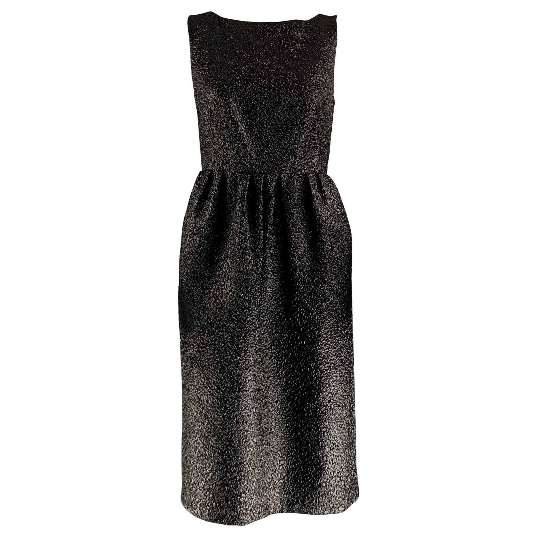 MARC JACOBS Size 0 Black Polyester Blend Textured Shift Dress For Sale