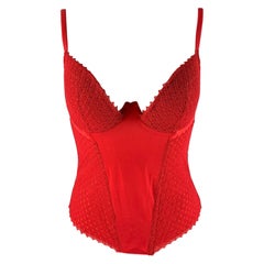 LA PERLA Size S Red Polyamide Blend Textured Corset Dress Top