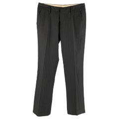 DSQUARED2 Size 6 Black Navy Wool Stripe Zip Fly Dress Pants