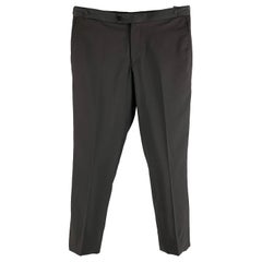 ISAIA Talla 32 Negro Lana Sólida Pantalones de vestir Esmoquin