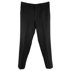 RALPH LAUREN Size 36 Black Twill Wool Flat Front Dress Pants