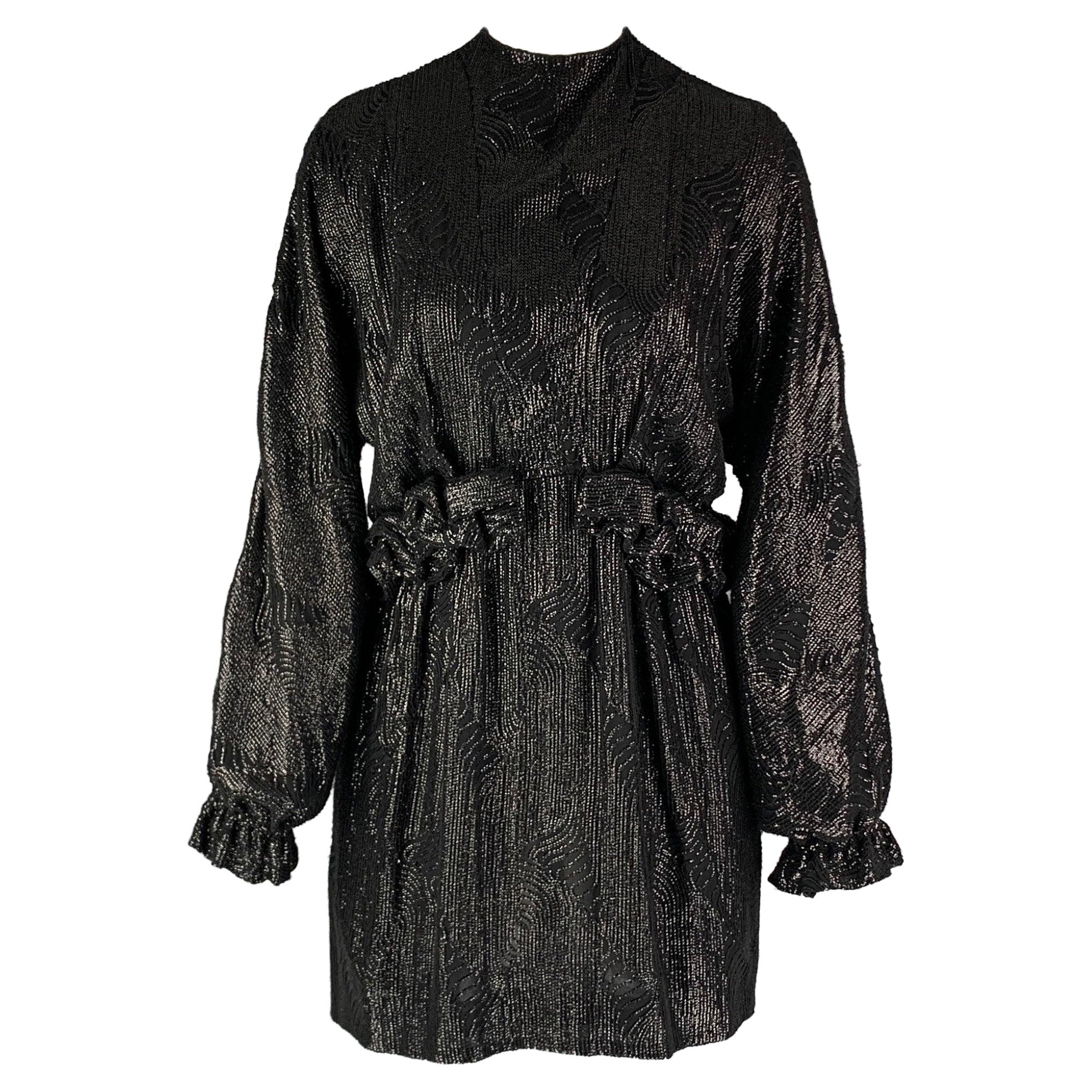 DRIES VAN NOTEN Size 2 Black Viscose Sequined Mini Dress For Sale