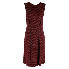 Used MARNI Size 2 Burgundy Black Viscose Rhombus Sleeveless Dress