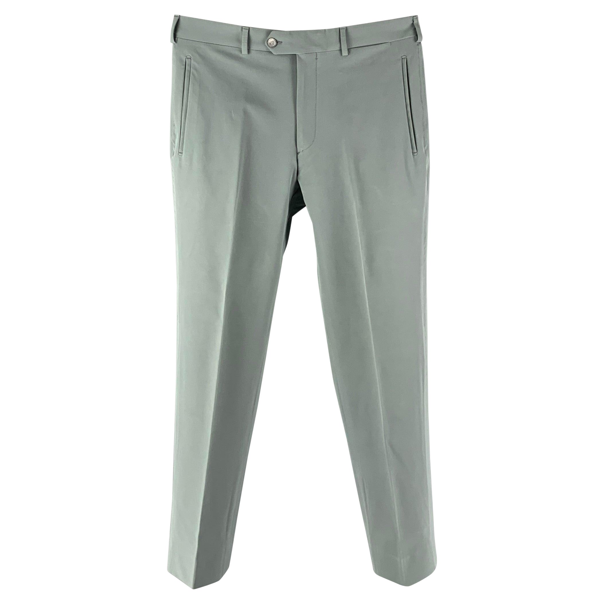PRADA - Taille 32 - Gris polyester mélangé - Pantalon plat à l'avant en vente