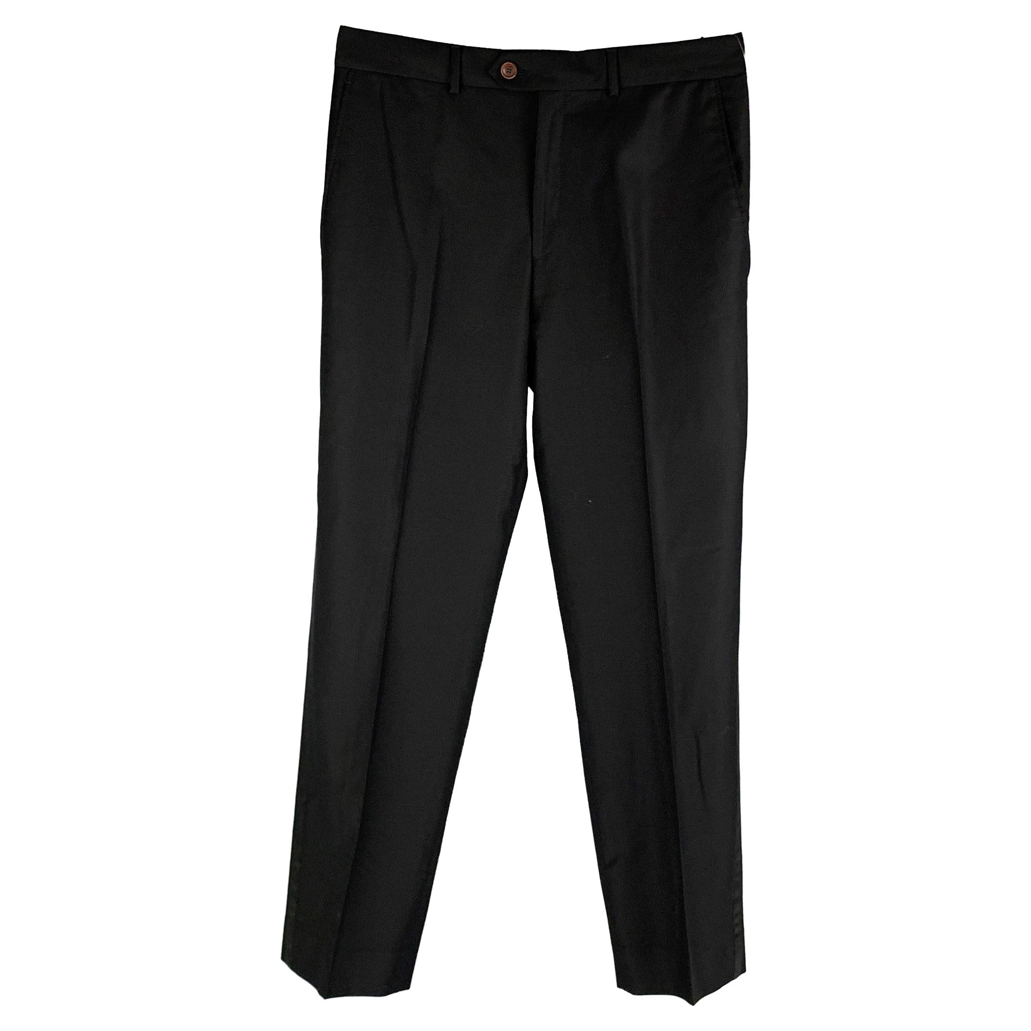ETRO Size 36 Black Wool Tuxedo Dress Pants For Sale
