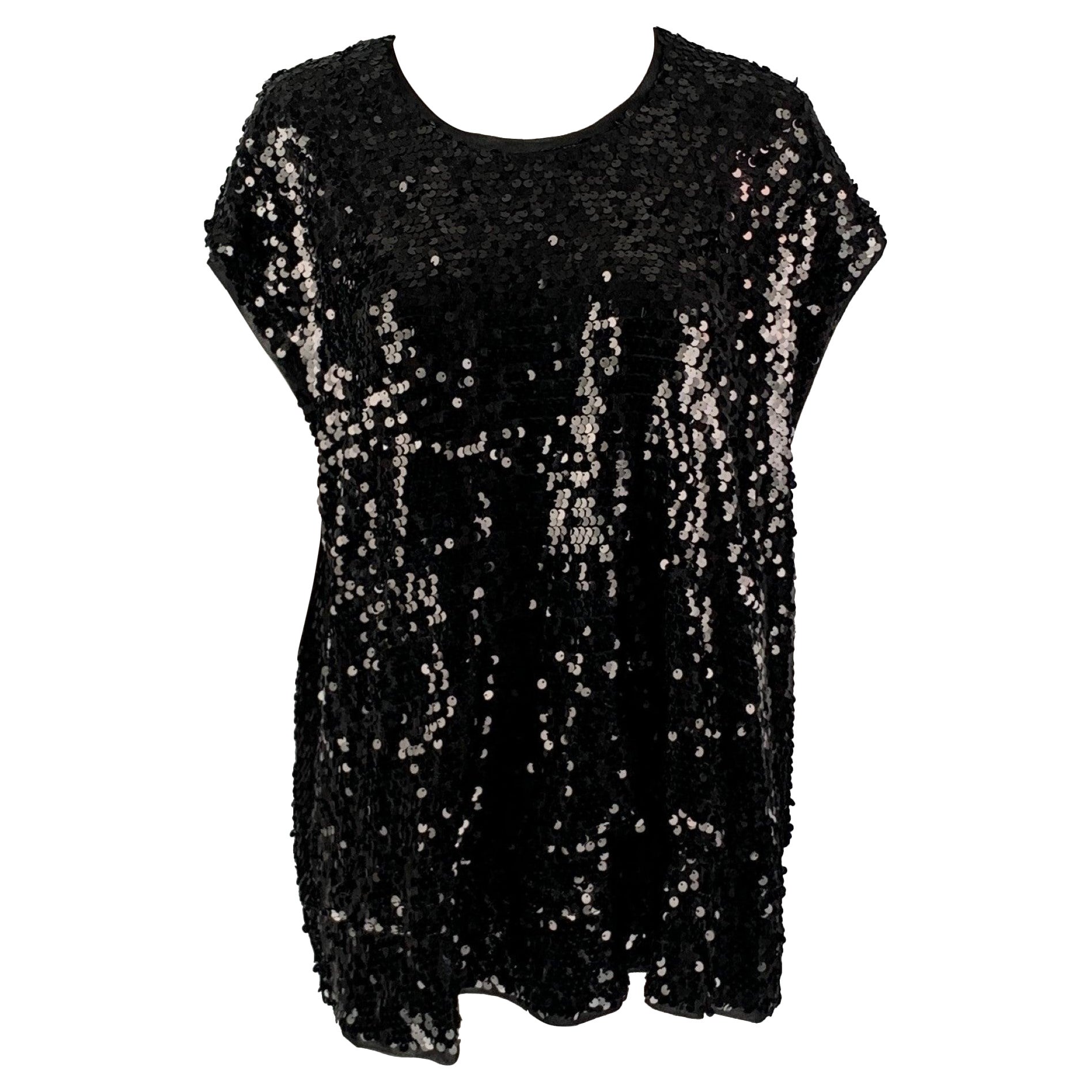 GIVENCHY Size M Black Polyester Blend Sequined Sleeveless Dress Top For Sale