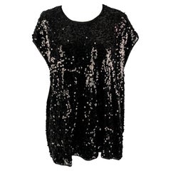 GIVENCHY Size M Black Polyester Blend Sequined Sleeveless Dress Top