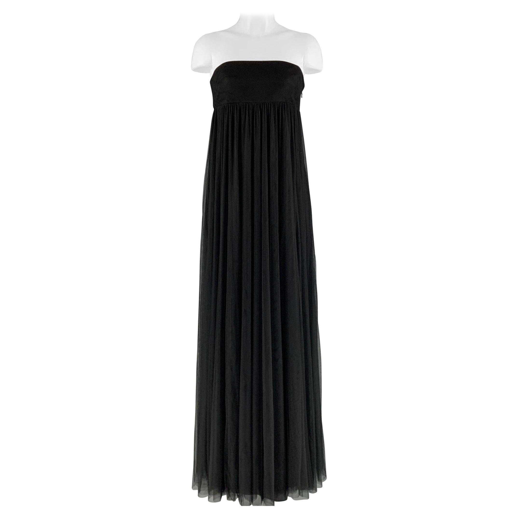 VERA WANG Größe 6 Schwarz Polyester Durchsichtiges trägerloses Kleid im Angebot