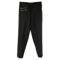 CLAUDE MONTANA Size 32 Black Solid Wool Zip Fly Dress Pants