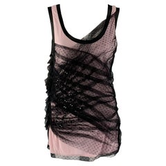 VALENTINO Size 8 Pink Black Cotton Blend Rueveless Dress Top