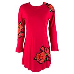 LOUIS VUITTON - Vestito a maniche lunghe in viscosa floreale rosso multicolore Taglia 4