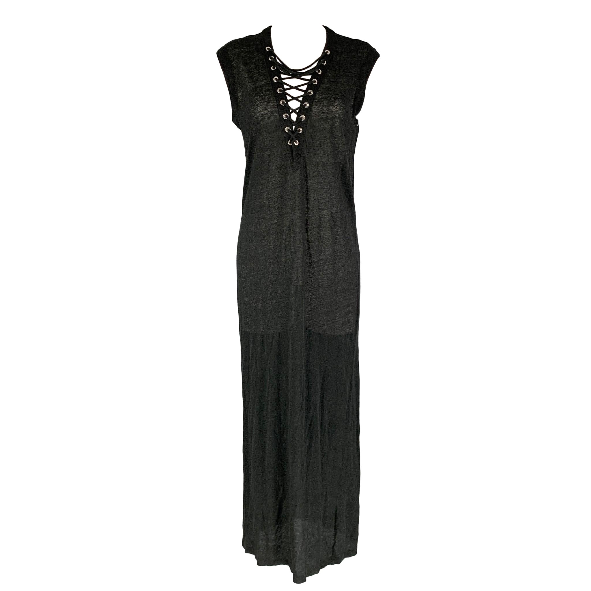 IRO Size S Black Linen Solid Shift Dress For Sale