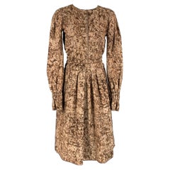 DOLCE & GABBANA Size M Brown Beige Wool Marbled Long Sleeve Dress (Robe à manches longues en laine marbrée)