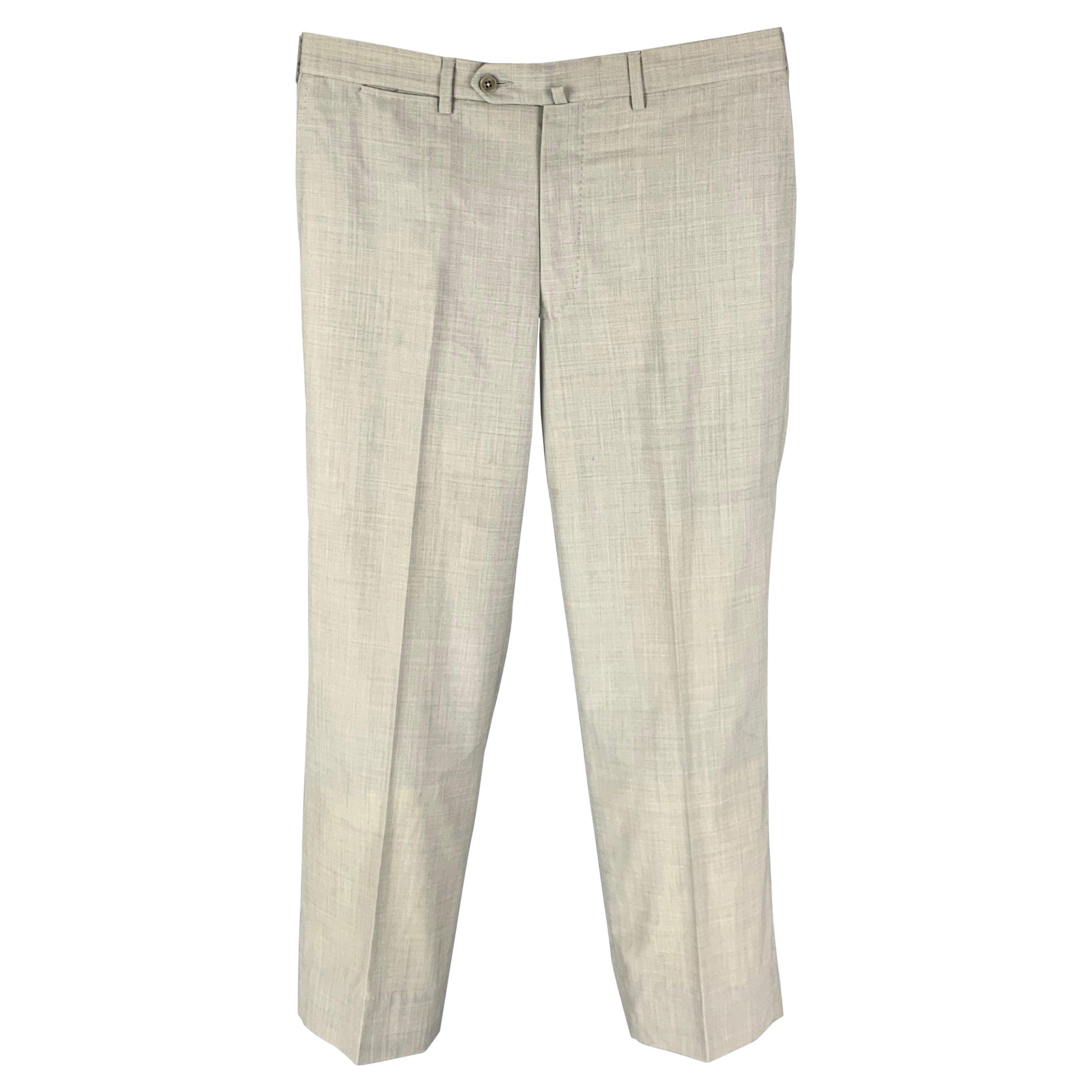 ERMENEGILDO ZEGNA Size 36 Light Grey Wool Flat Front Dress Pants For Sale