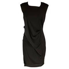 HELMUT LANG Size M Black Polyester Drapey Dress