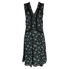 PRADA Taille 8 Black Blue & Green Viscose Elastane Floral Sleeveless Dress
