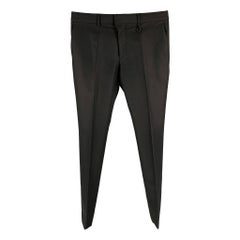 LOUIS VUITTON Taglia 36 - Pantaloni da abito neri in misto lana con chiusura a zip
