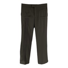 LOUIS VUITTON Size 36 Black Solid Polyester Wool Wide Leg Dress Pants