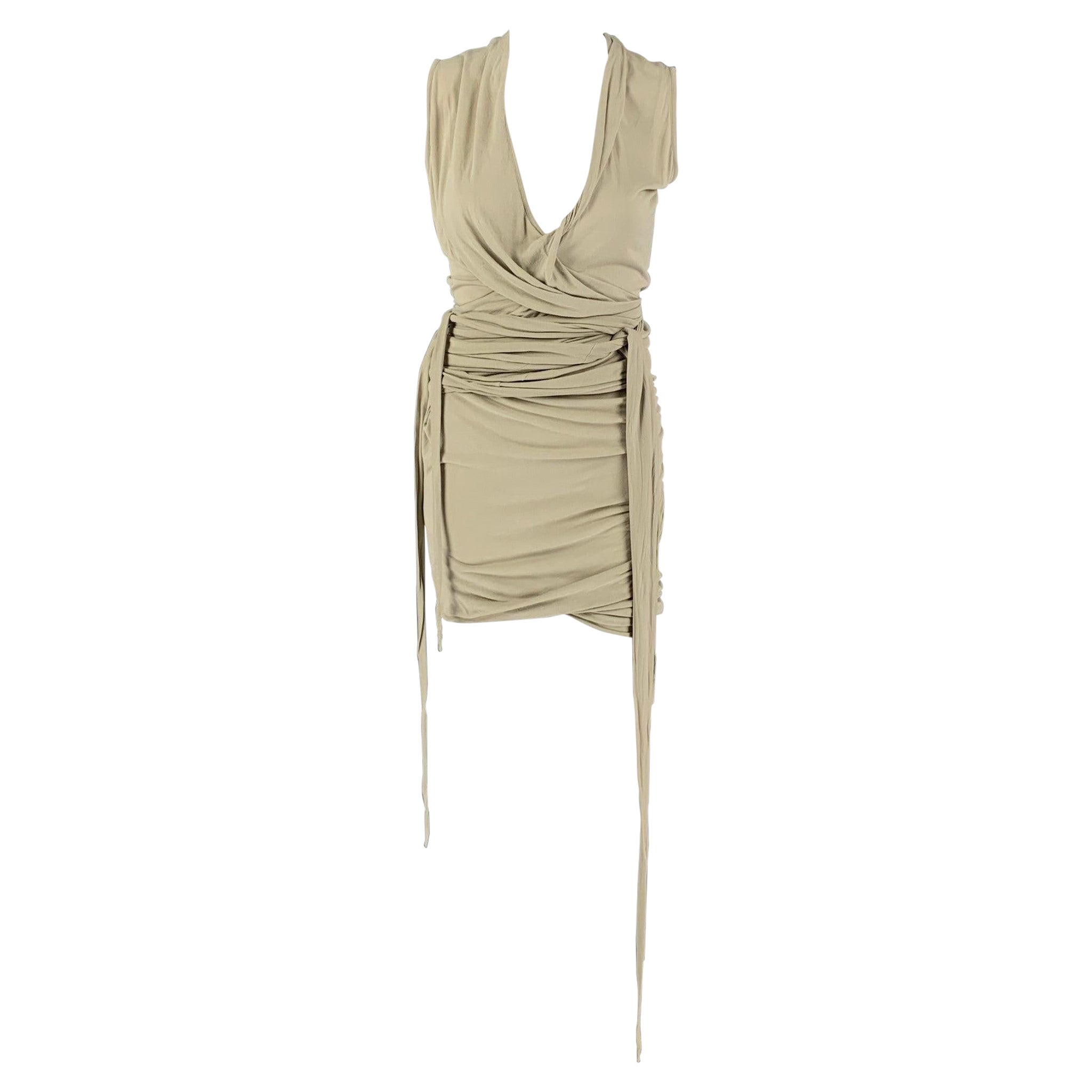 RICK OWENS LILIES SS23 Size 4 Grey Sage Viscose EDFU EMMA Mini Dress For Sale