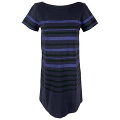 SACAI LUCK - Robe à manches courtes en jersey bleu marine à rayures, taille M