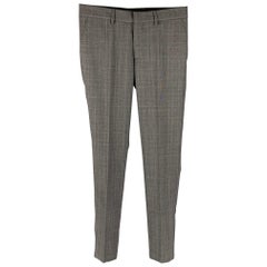 THE KOOPLES Taille 30 - Pantalon gris en laine à carreaux avec fermeture éclair