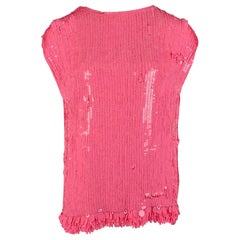 DRIES VAN NOTEN FW 21 Size 10 Pink Viscose Sequined Sleeveless Dress Top