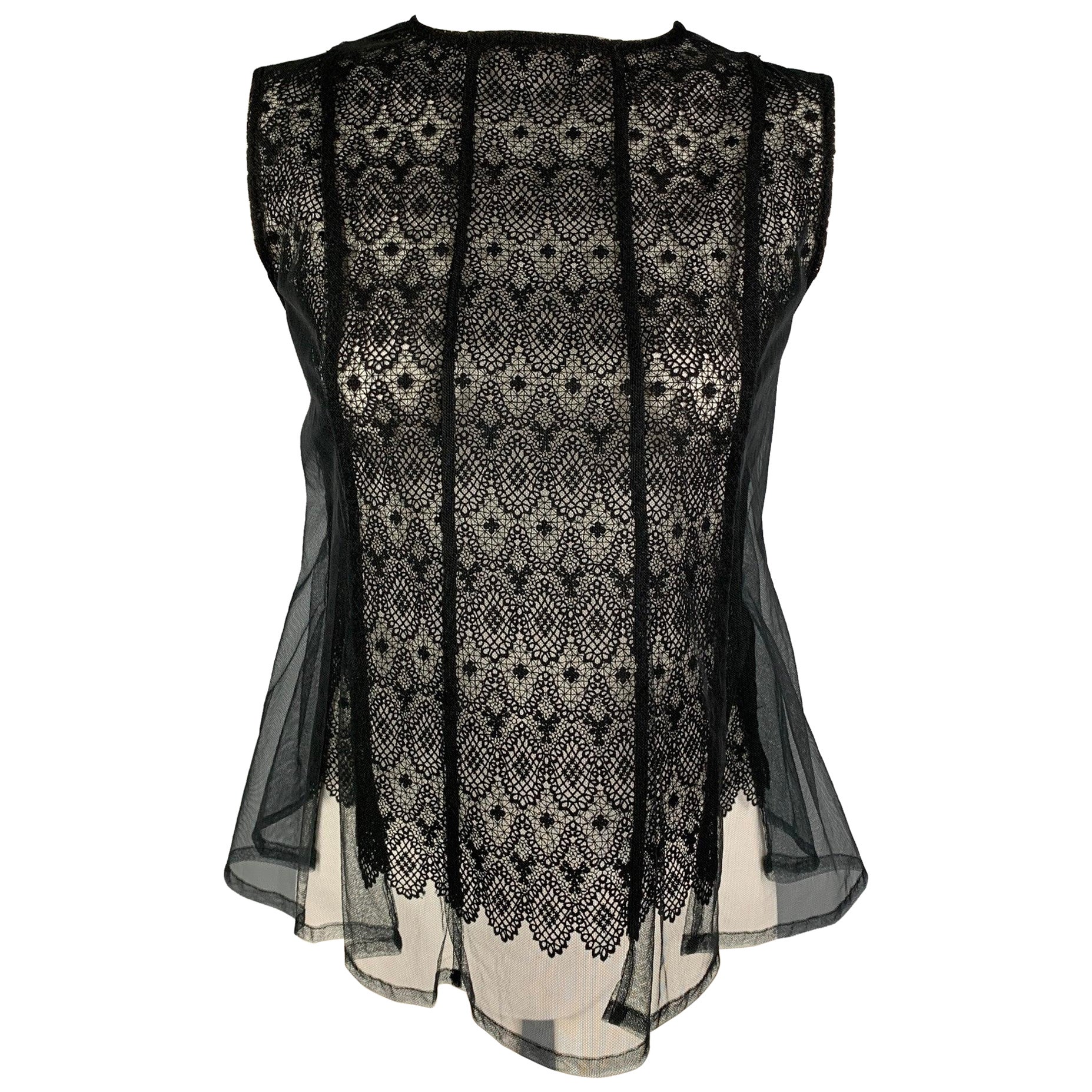 NOIR KEI NINOMIYA Size M Black Tulle Sleeveless Dress Top For Sale