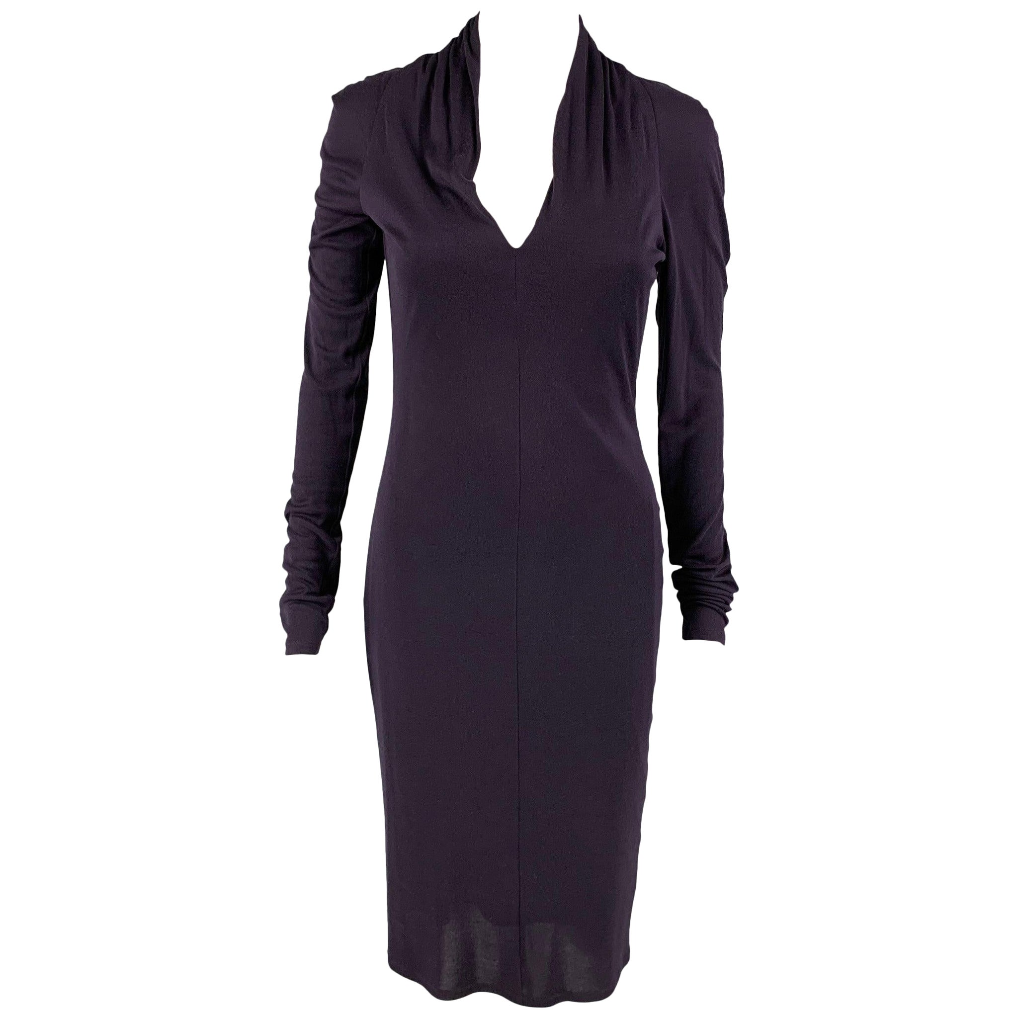 ALEXANDER MCQUEEN Size 6 Purple Viscose Long Sleeve Dress For Sale