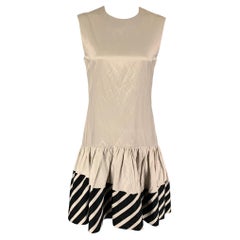 STELLA McCARTNEY Size 6 Beige Black Cotton Cupro Sleeveless Dress