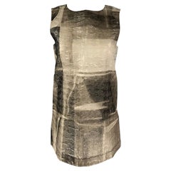 MARNI Size 2 Taupe Silver Silk &  Linen Textured Sleeveless Dress Top