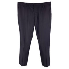 BURBERRY - Pantalon plat en laine bleu marine à façade plate, taille 38