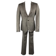 BURBERRY PRORSUM 40 Grey Herringbone Wool 32 x 32 Notch Lapel  Suit