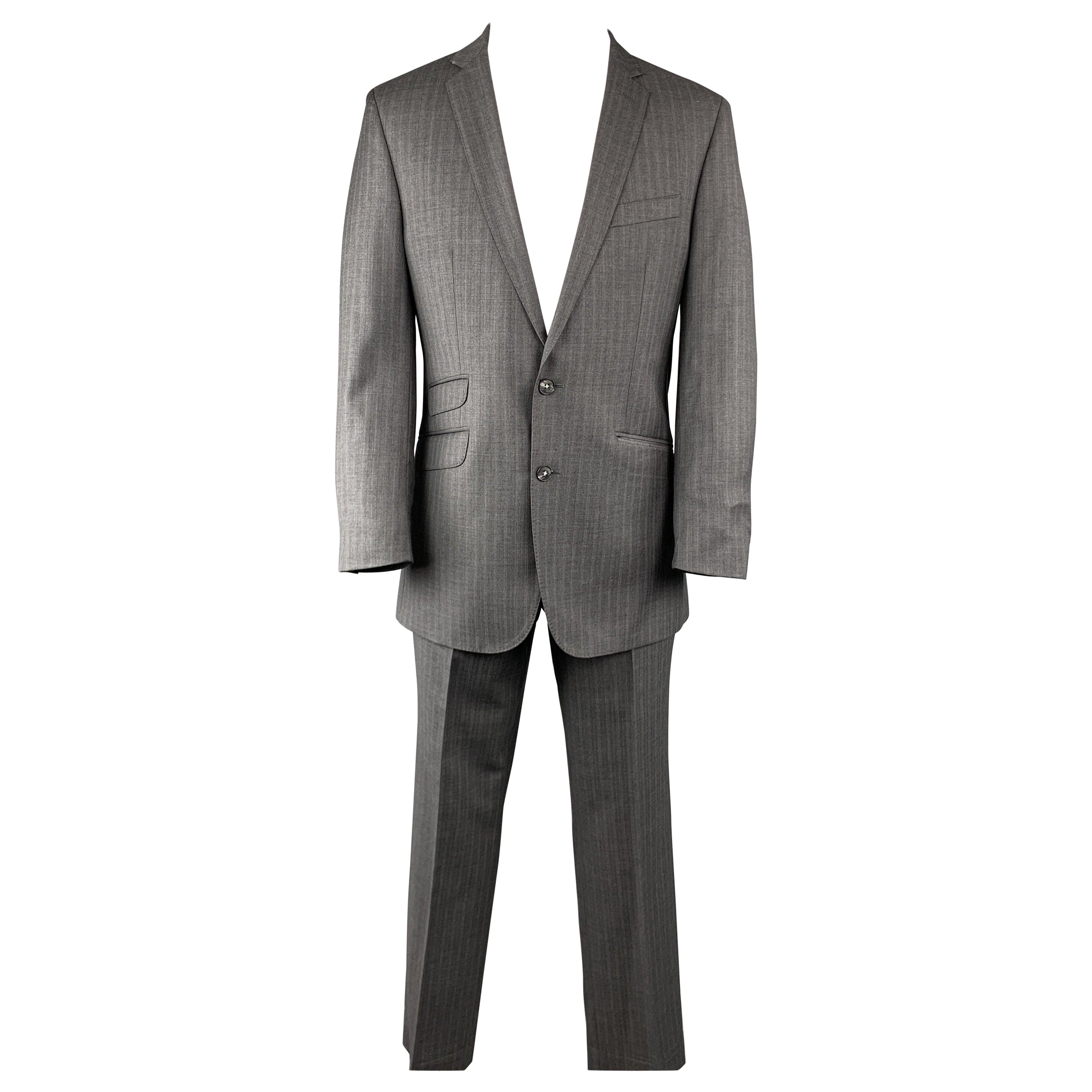 BEN SHERMAN 40 Grau gestreifte Wolle 33 x 30 Zoll Revers mit Streifen  Anzug im Angebot