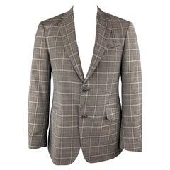 ETRO Size 40 Grey Plaid Wool  Elastane Notch Lapel Sport Coat