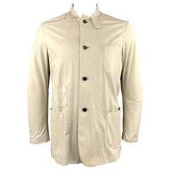 GIORGIO BRATO 42 Elfenbeinfarbene Jacke aus weichem Leder mit Patch-Taschenkragen