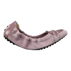 TOD'S Size 4 Lavender Purple Suede Driver Sole Loafer Flats