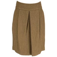 ETRO Size 2 Olive Wool Blend Pleated Skirt