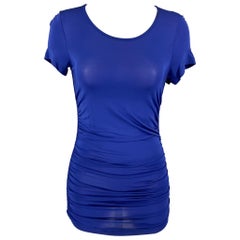 ETRO Size 4 Cobalt Viscose Ruched T-Shirt