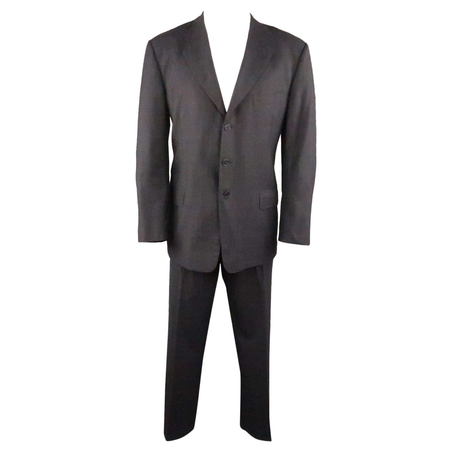PAUL SMITH Chest Size 42 Charcoal Plaid Wool Notch Lapel 34 32 Suit For Sale