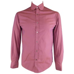 MICHAEL BASTIAN Size S Magenta Solid Cotton Button Up Long Sleeve Shirt