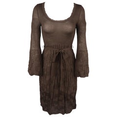 MISSONI Size S Brown Wool / Viscose Knit Fit Flair Bell Sleeve Dress