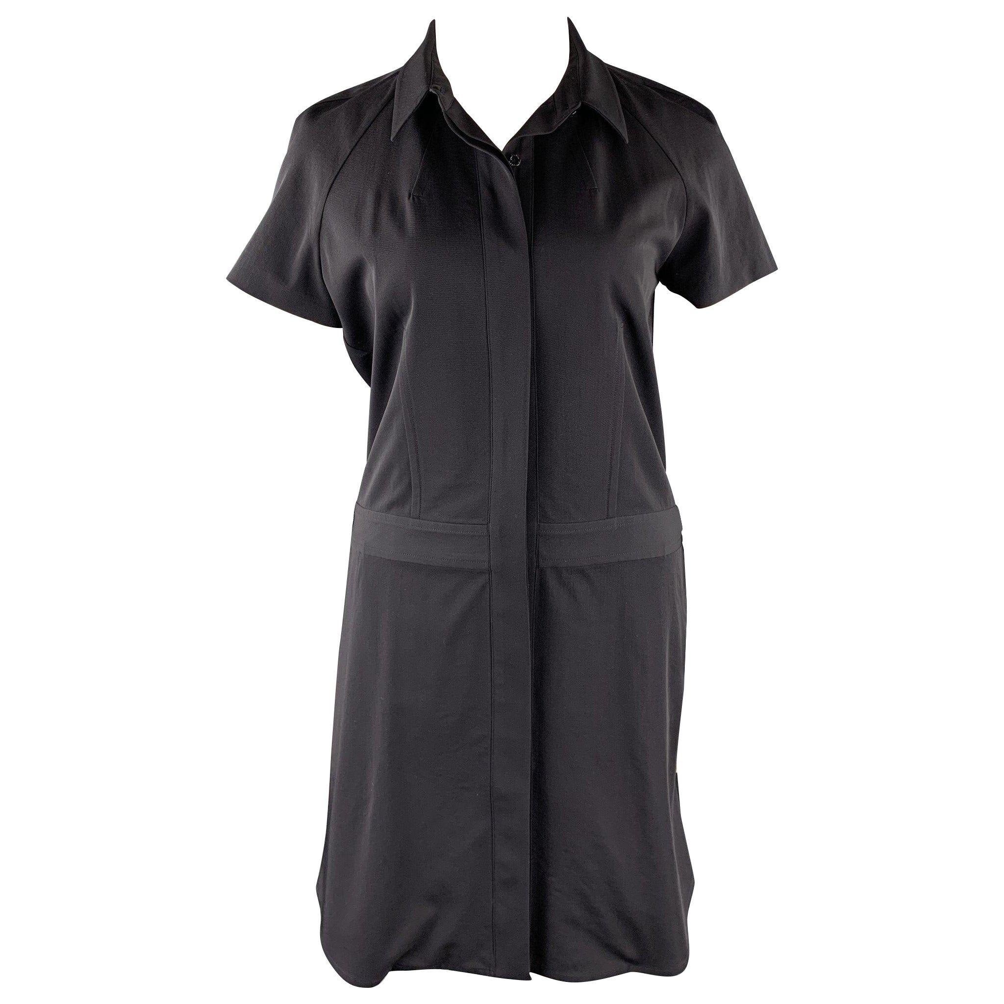 REED KRAKOFF Size 12 Navy Virgin Wool Shirt Dress For Sale