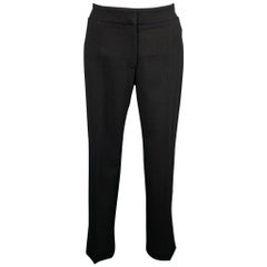 Alexander McQueen Taille 2 Pantalon habillé en crêpe noir à jambe droite