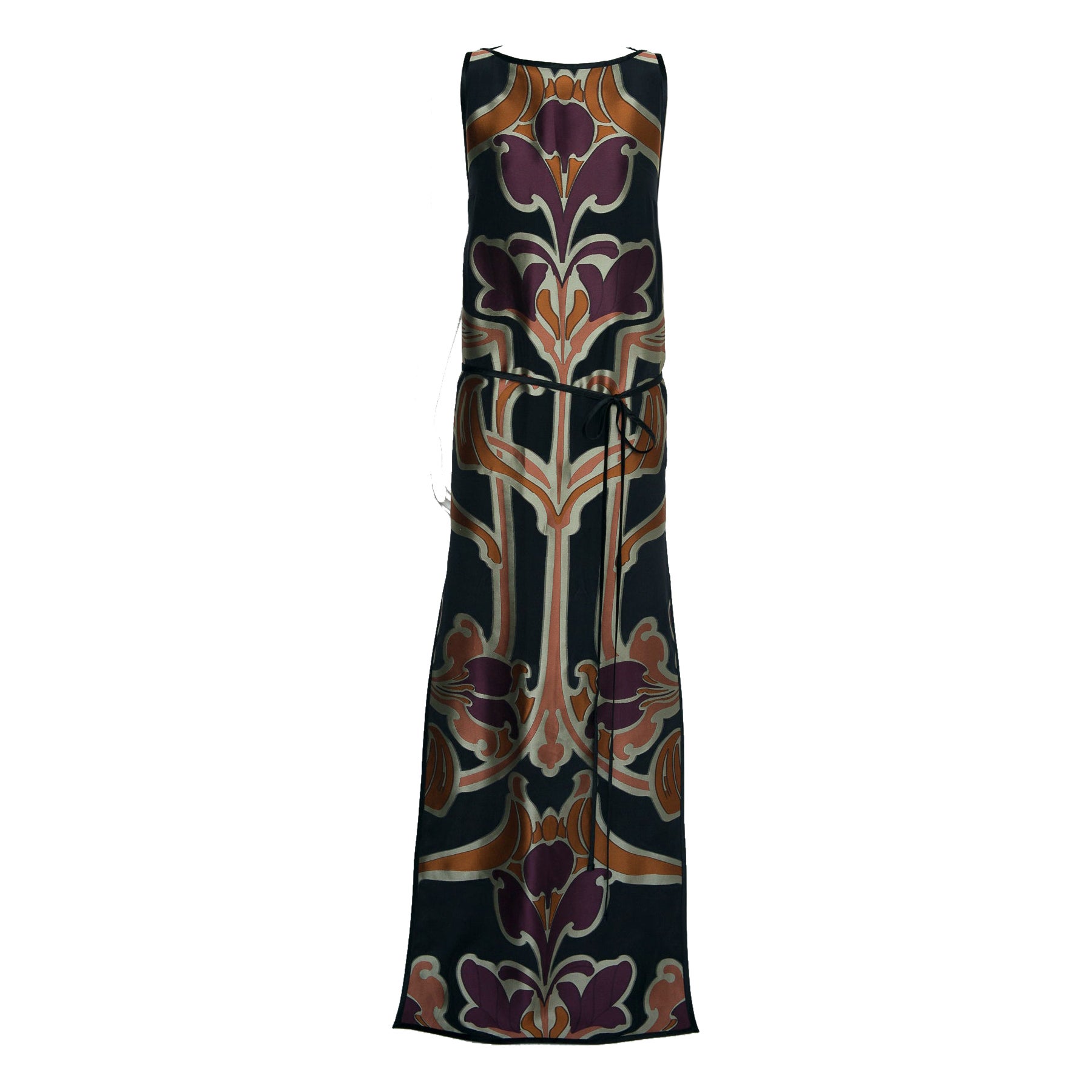 Robe tunique de soirée Gucci Runway en damas de soie, printemps-été 2014 en vente