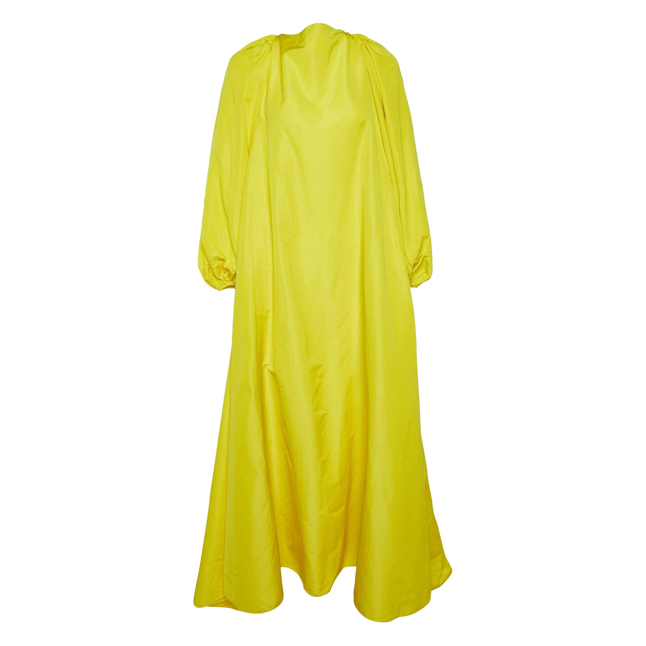 Valentino - Robe longue ouverte au dos en faille jaune M en vente