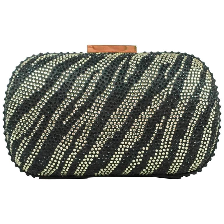 Badgley Mischka Black and Rhinestone Clutch For Sale at 1stDibs