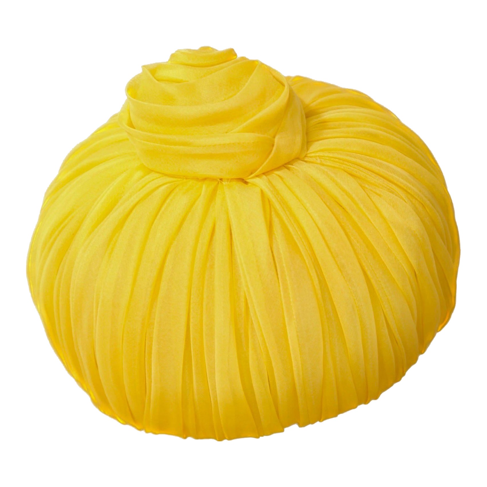 Christian Dior yellow pleated pillbox  style hat. C. 1960s For Sale
